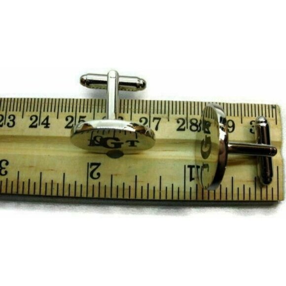 "JGT" Monogram Cufflinks Bullet Oval 1" x 3/4" Silver T Tux Party Shirt Wedding - Picture 5 of 5